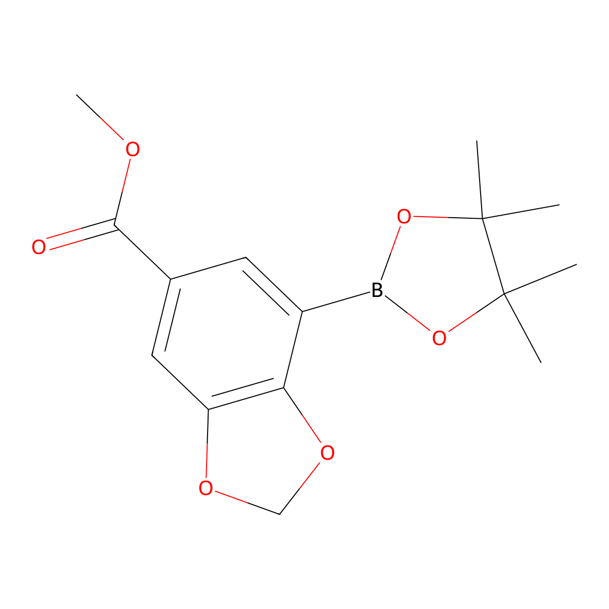 Methyl 7-(4,4,5,5-tetramethyl-1,3,2-dioxaborolan-2-yl)benzo[d][1,3]dioxole-5-carboxylate molecular structure, CAS 2377610-95-0