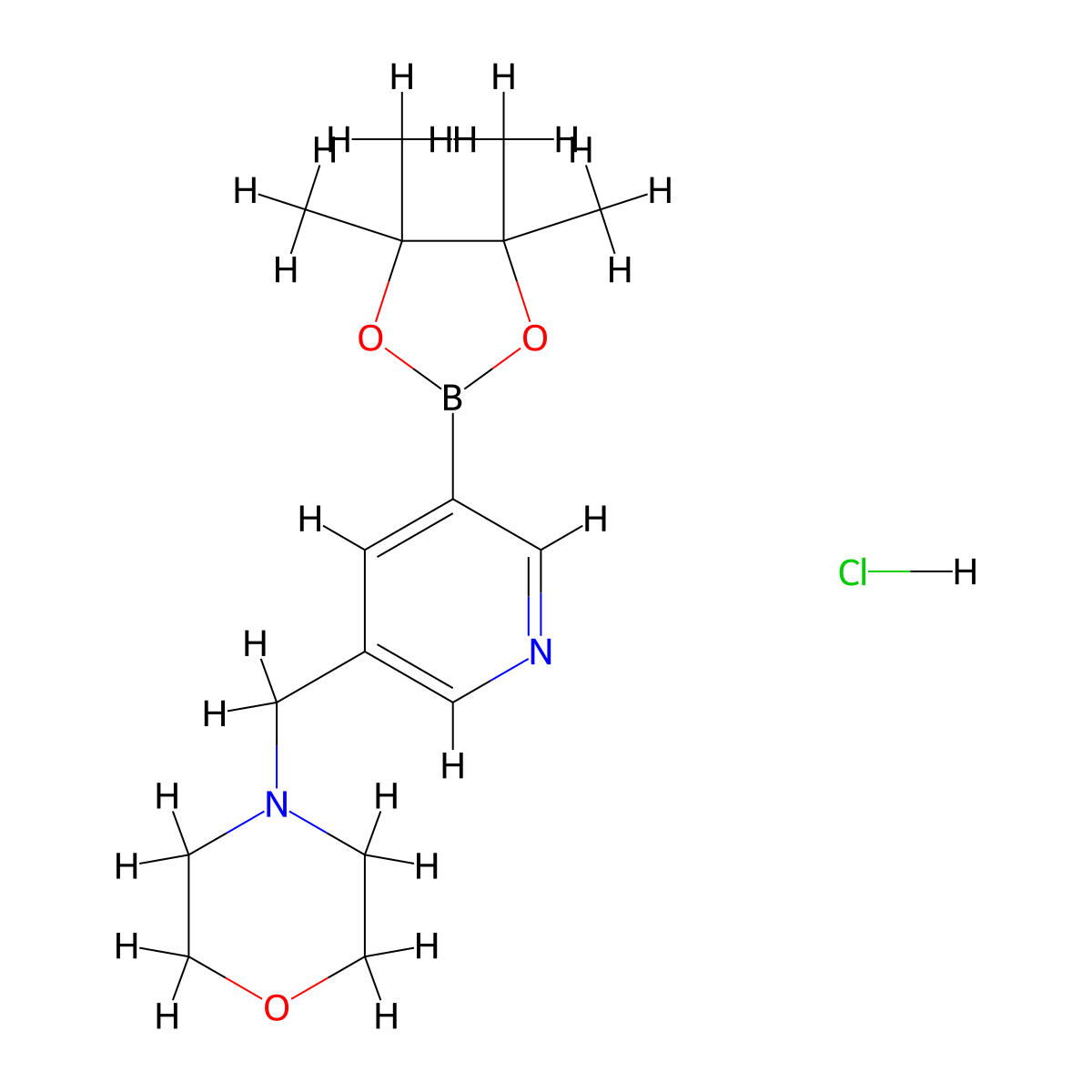 5-Morpholinomethylpyridine-3-boronic acid pinacol ester HCl molecular structure, CAS 2377610-96-1