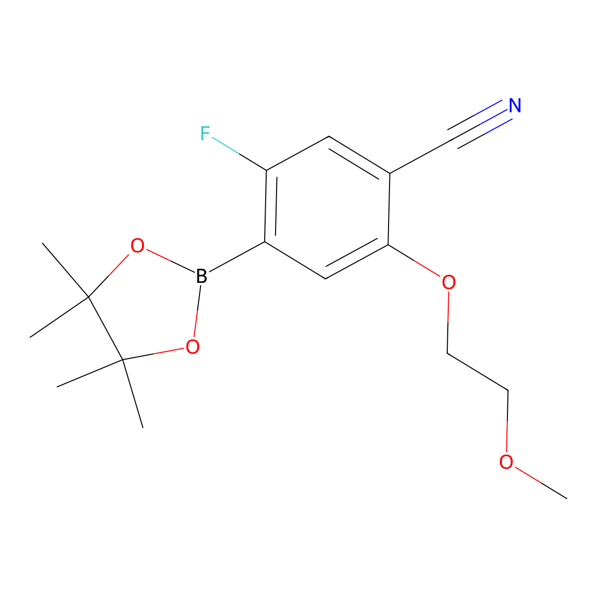 5-Fluoro-2-(2-methoxyethoxy)-4-(tetramethyl-1,3,2-dioxaborolan-2-YL)benzonitrile molecular structure, CAS 2377611-06-6