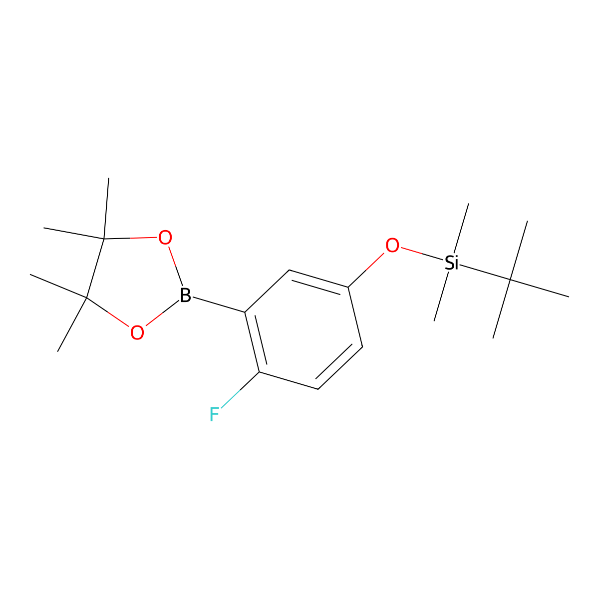 tert-Butyl(4-fluoro-3-(4,4,5,5-tetramethyl-1,3,2-dioxaborolan-2-yl)phenoxy)dimethylsilane molecular structure, CAS 2377611-08-8