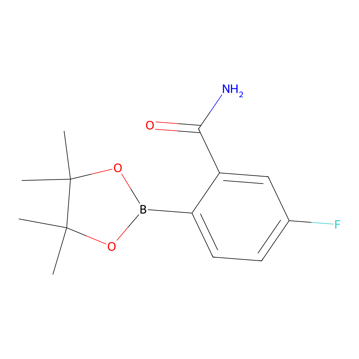 5-Fluoro-2-(4,4,5,5-tetramethyl-1,3,2-dioxaborolan-2-yl)benzamide molecular structure, CAS 2377611-11-3