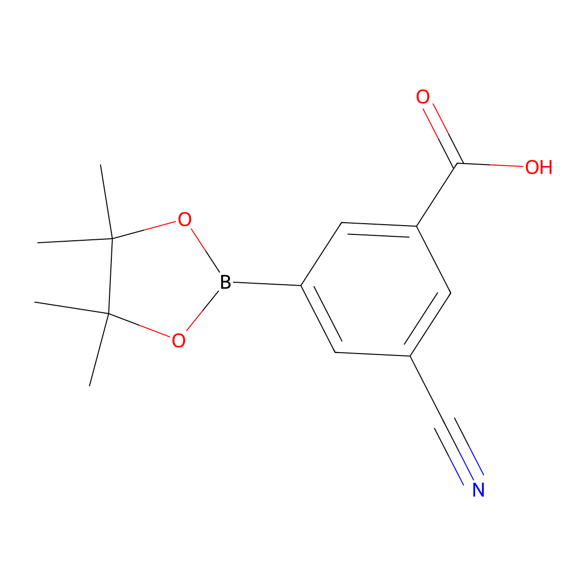 3-Cyano-5-(4,4,5,5-tetramethyl-1,3,2-dioxaborolan-2-yl)benzoic acid molecular structure, CAS 2377611-13-5
