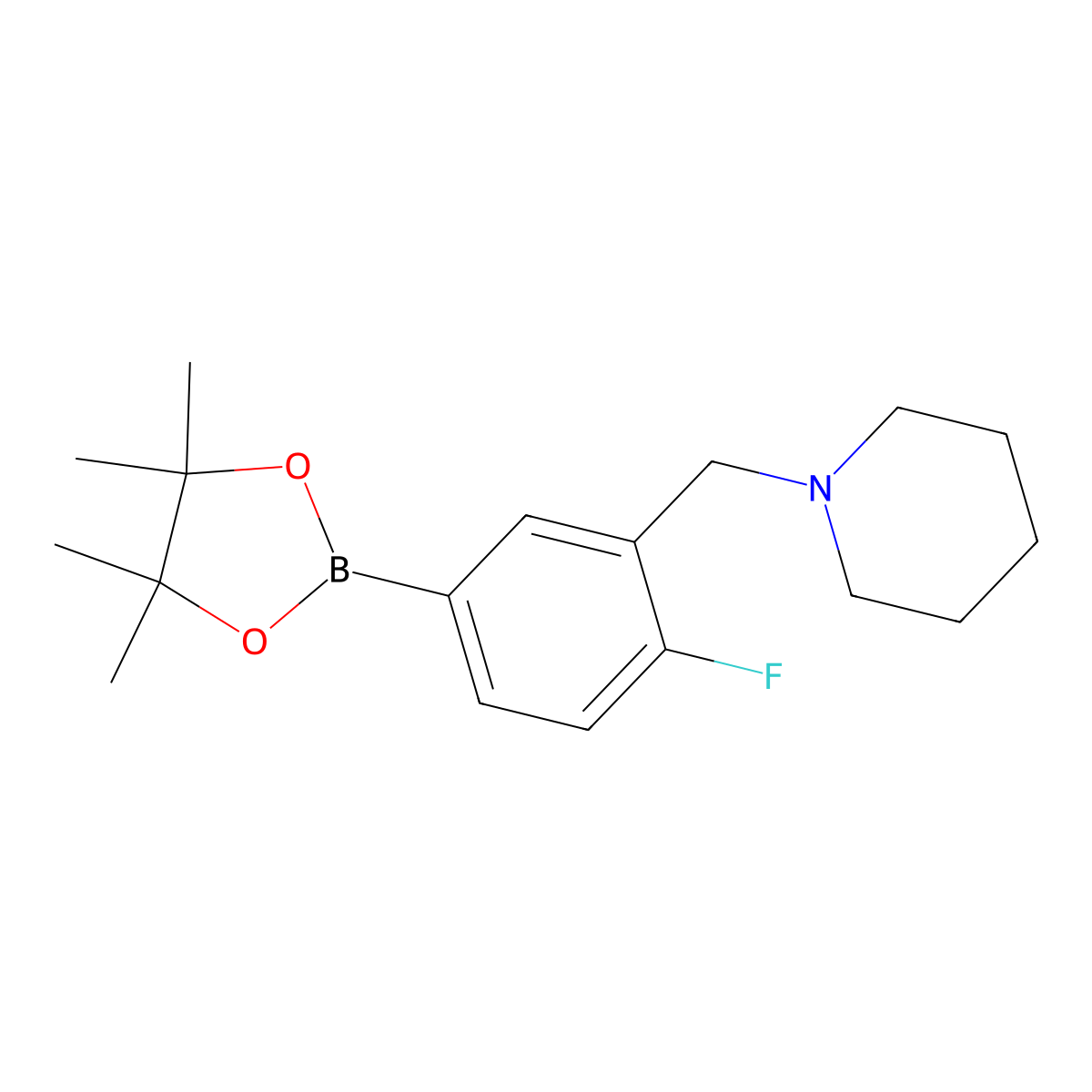 4-Fluoro-3-piperidinomethylphenylboronic acid pinacol ester molecular structure, CAS 2377611-14-6