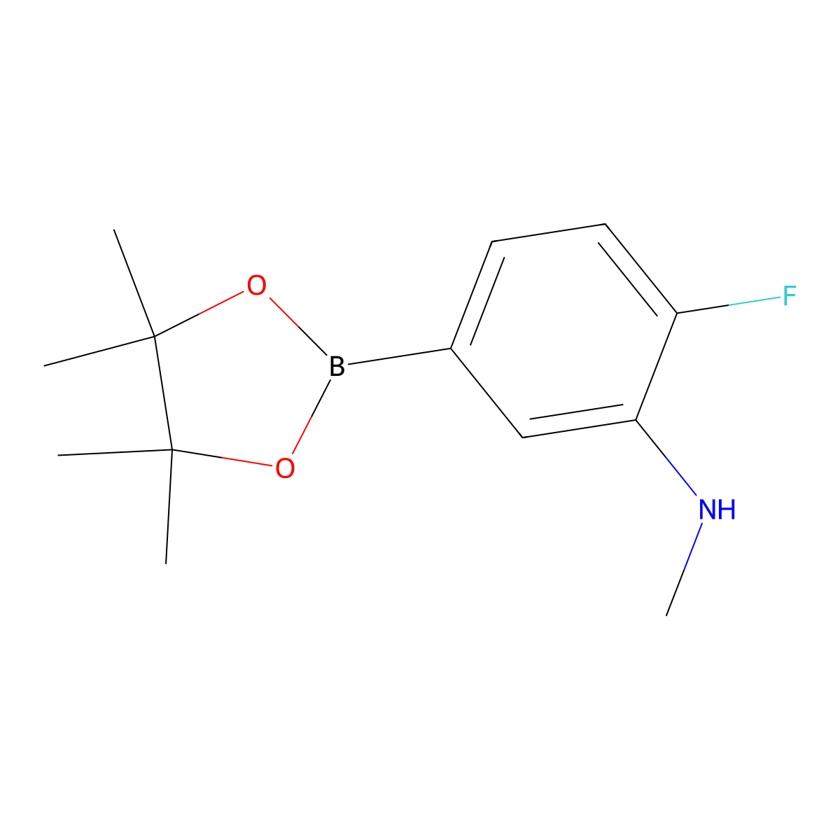 2-Fluoro-N-methyl-5-(4,4,5,5-tetramethyl-1,3,2-dioxaborolan-2-YL)aniline molecular structure, CAS 2377611-30-6