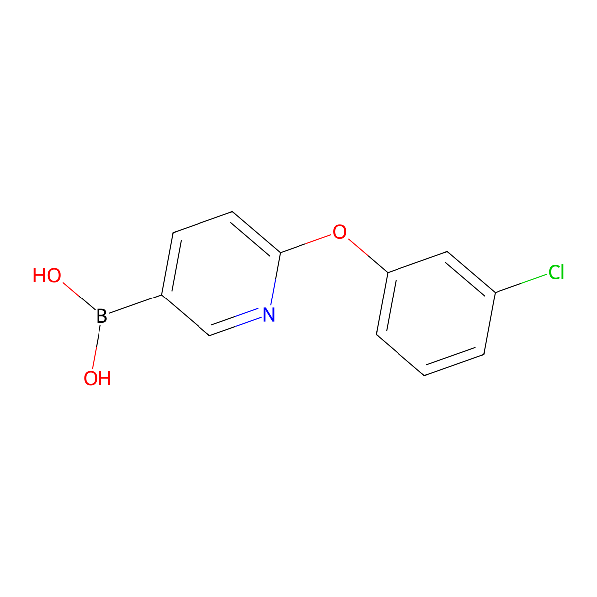 2-(3-Chlorophenoxy)pyridine-5-boronic acid molecular structure, CAS 2377611-32-8