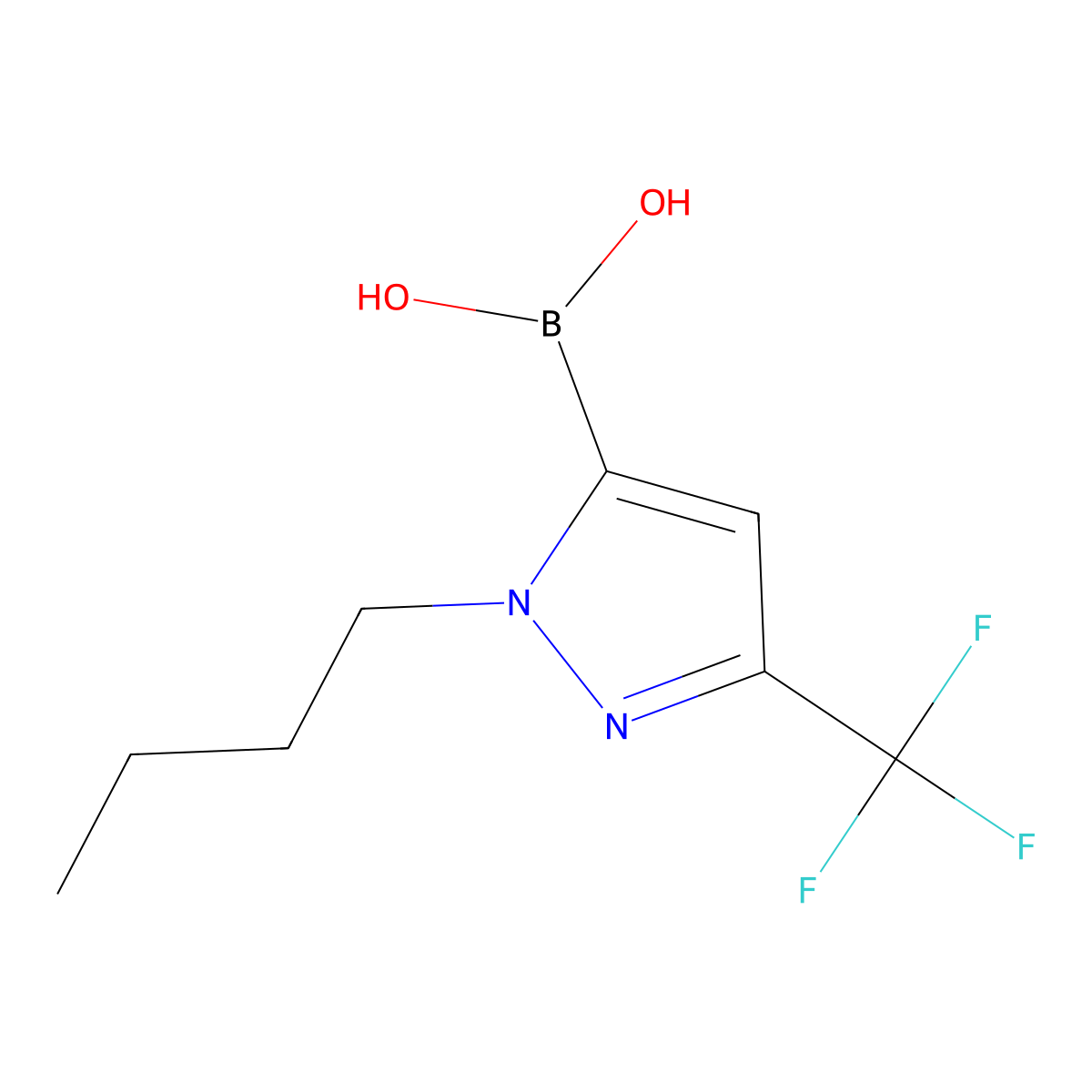 1-Butyl-3-(trifluoromethyl)pyrazole-5-boronic acid molecular structure, CAS 2377611-39-5