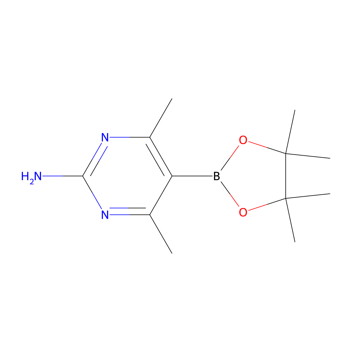 4,6-Dimethyl-5-(tetramethyl-1,3,2-dioxaborolan-2-yl)pyrimidin-2-amine molecular structure, CAS 2377611-40-8