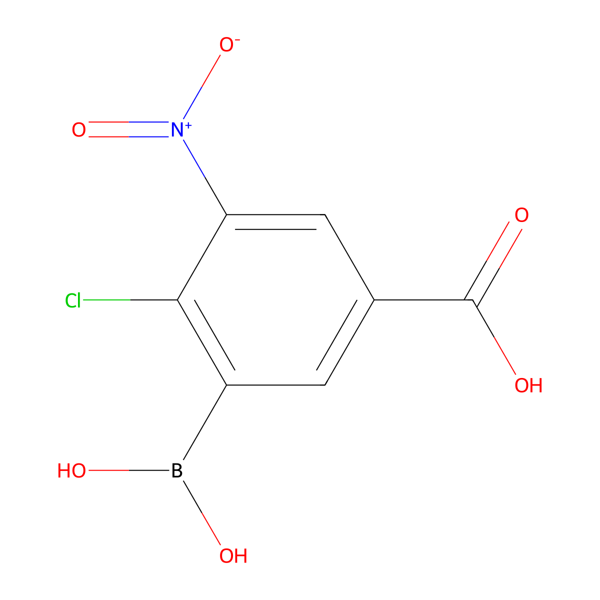 4-Chloro-3-(dihydroxyboranyl)-5-nitrobenzoic acid molecular structure, CAS 2377611-43-1