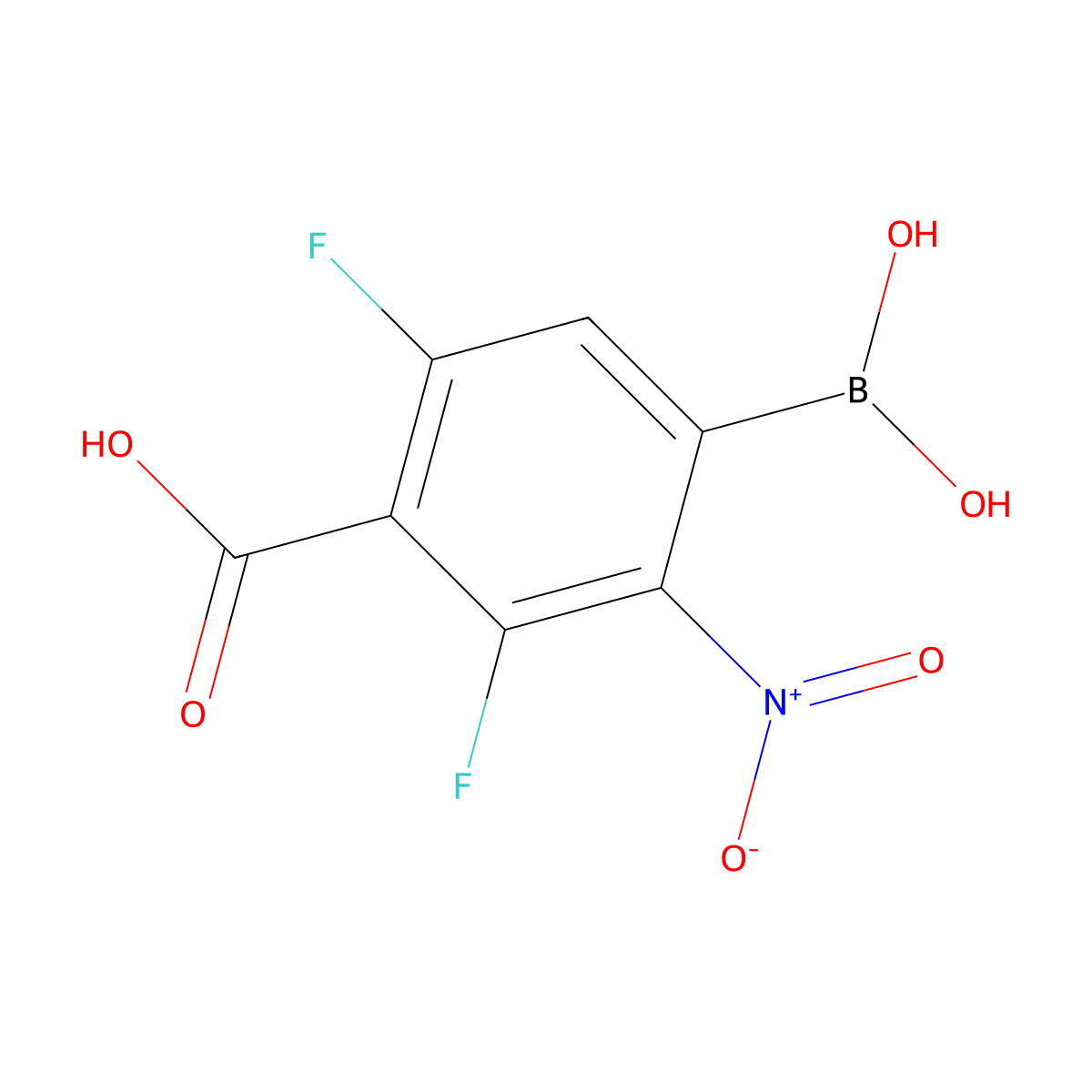 4-Carboxy-3,5-difluoro-2-nitrophenylboronic acid molecular structure, CAS 2377611-44-2
