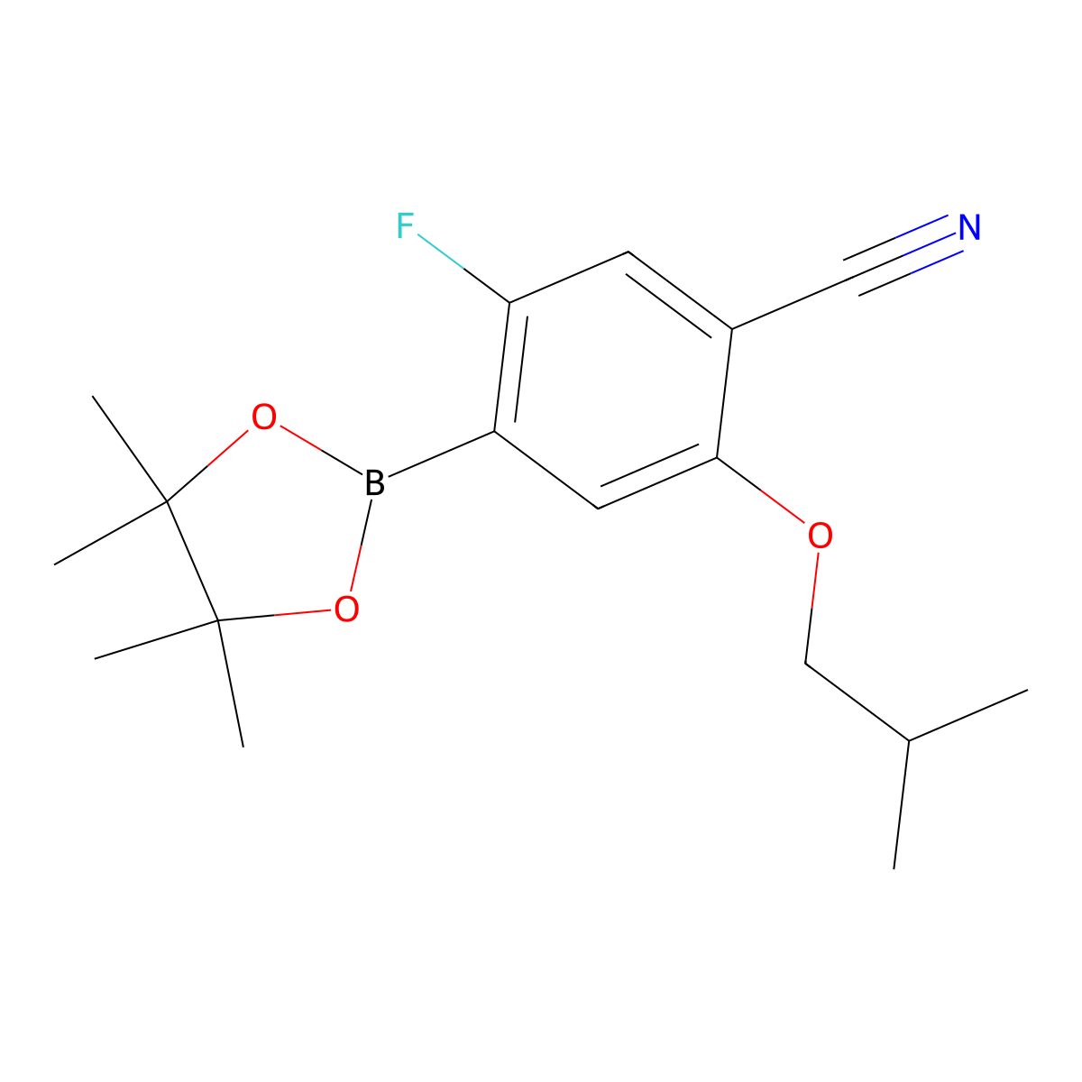 5-Fluoro-2-isobutoxy-4-(4,4,5,5-tetramethyl-1,3,2-dioxaborolan-2-yl)benzonitrile molecular structure, CAS 2377611-48-6