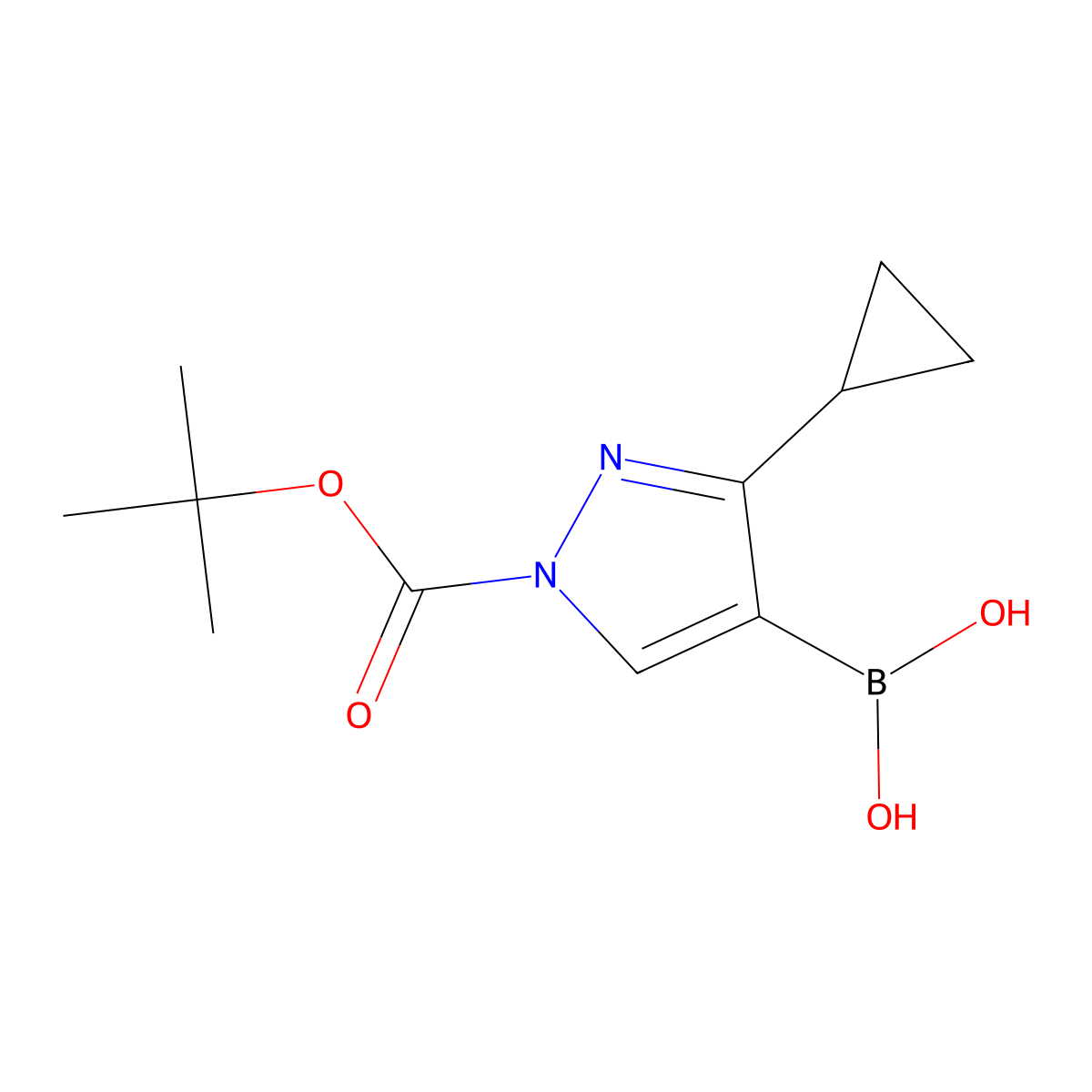 (1-(tert-Butoxycarbonyl)-3-cyclopropyl-1H-pyrazol-4-yl)boronic acid molecular structure, CAS 2377611-51-1