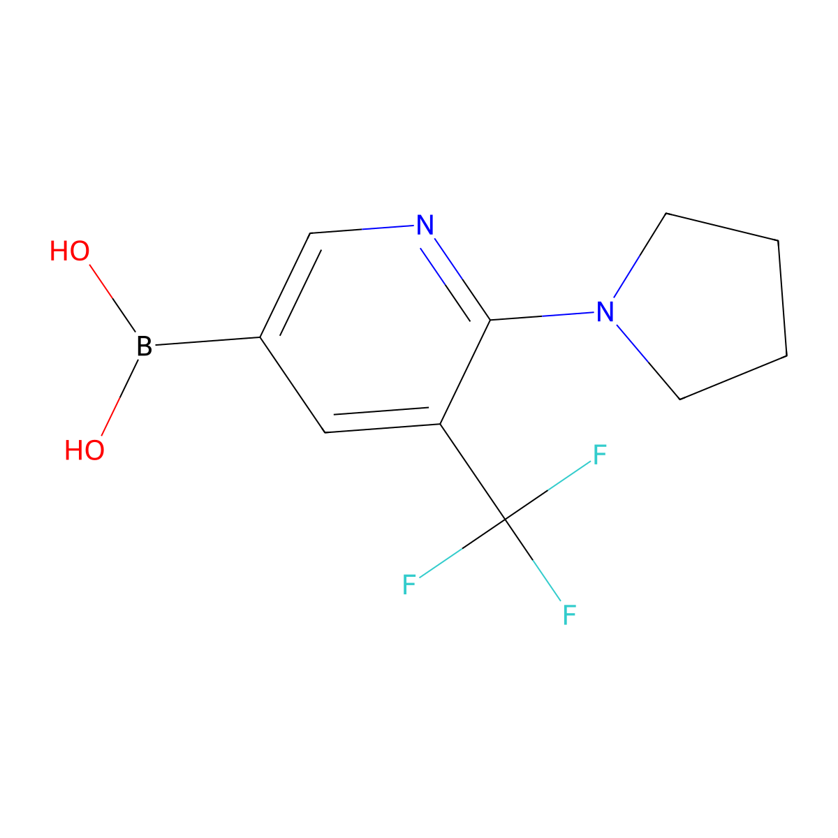 [6-(PYrrolidin-1-yl)-5-(trifluoromethyl)pyridin-3-yl]boronic acid molecular structure, CAS 2377611-54-4
