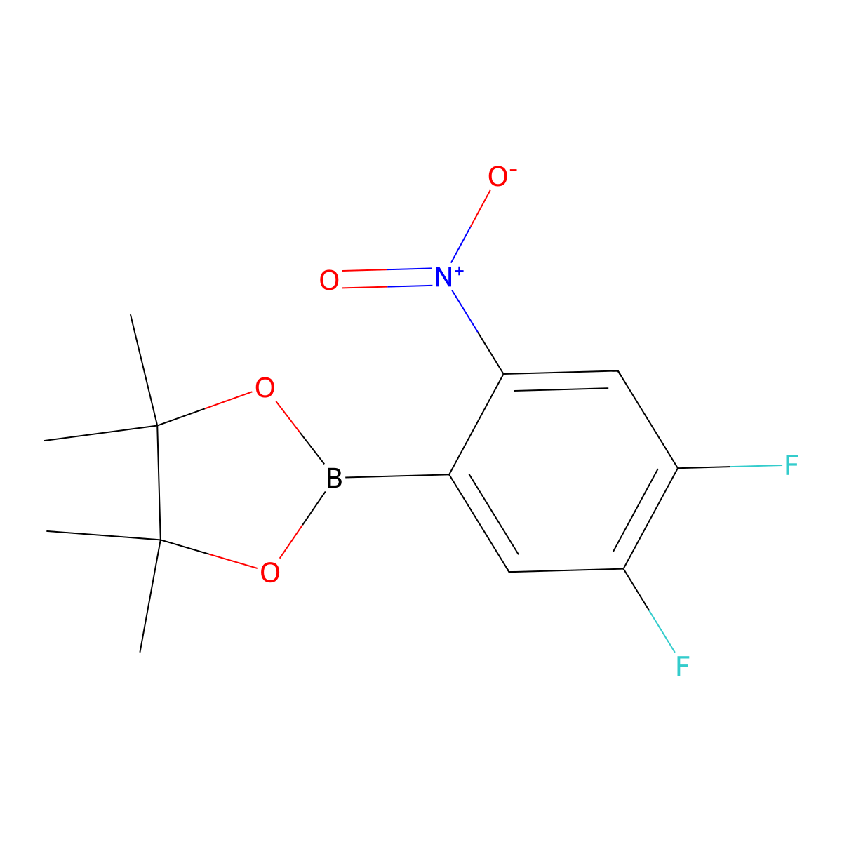 2-(4,5-Difluoro-2-nitrophenyl)-4,4,5,5-tetramethyl-1,3,2-dioxaborolane molecular structure, CAS 2377611-58-8