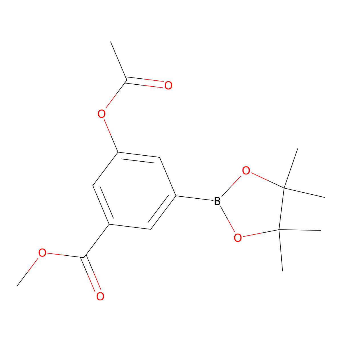 Methyl 3-acetoxy-5-(4,4,5,5-tetramethyl-1,3,2-dioxaborolan-2-yl)benzoate molecular structure, CAS 2377611-62-4