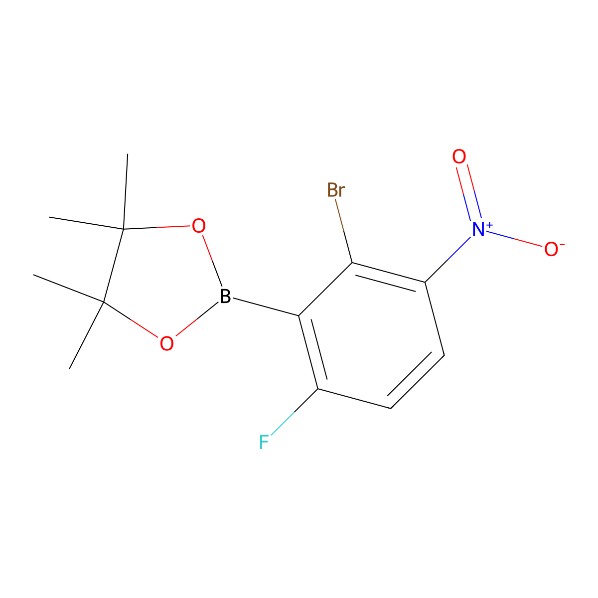 2-Bromo-6-fluoro-3-nitrophenylboronic acid pinacol ester molecular structure, CAS 2377611-63-5