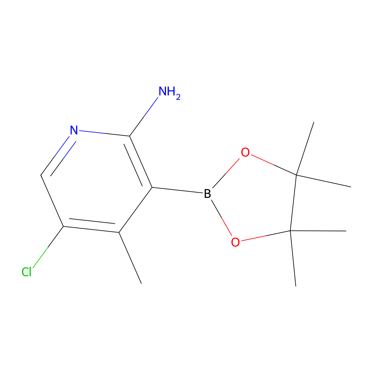 5-Chloro-4-methyl-3-(tetramethyl-1,3,2-dioxaborolan-2-yl)pyridin-2-amine molecular structure, CAS 2377611-67-9