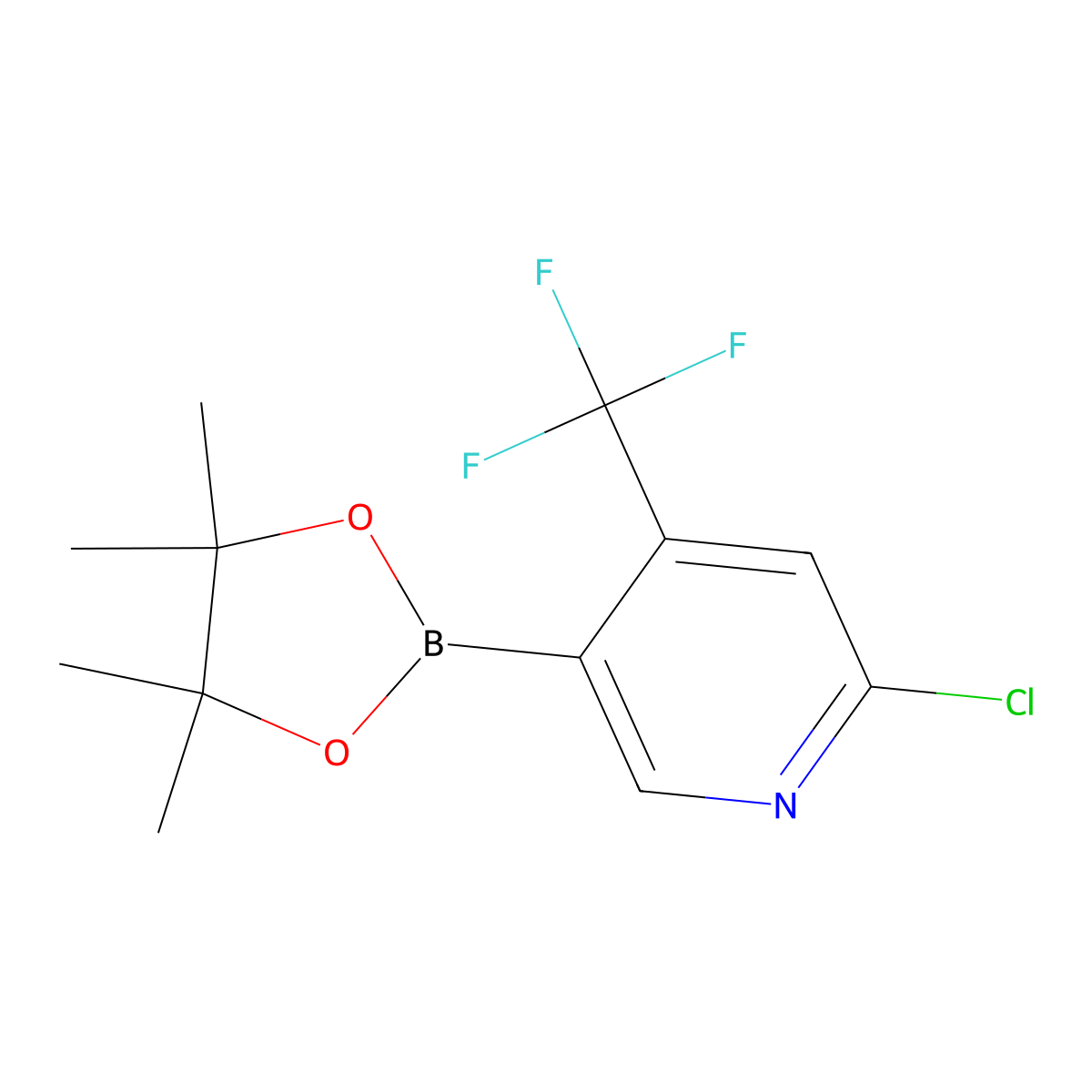 2-Chloro-5-(4,4,5,5-tetramethyl-1,3,2-dioxaborolan-2-yl)-4-(trifluoromethyl)pyridine molecular structure, CAS 2377611-69-1
