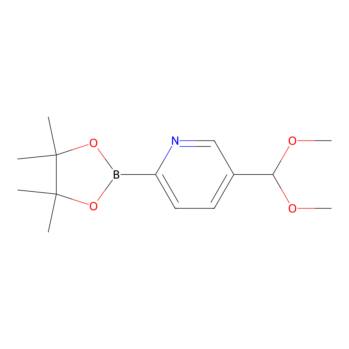 5-(Dimethoxymethyl)-2-(4,4,5,5-tetramethyl-1,3,2-dioxaborolan-2-yl)pyridine molecular structure, CAS 2377611-70-4