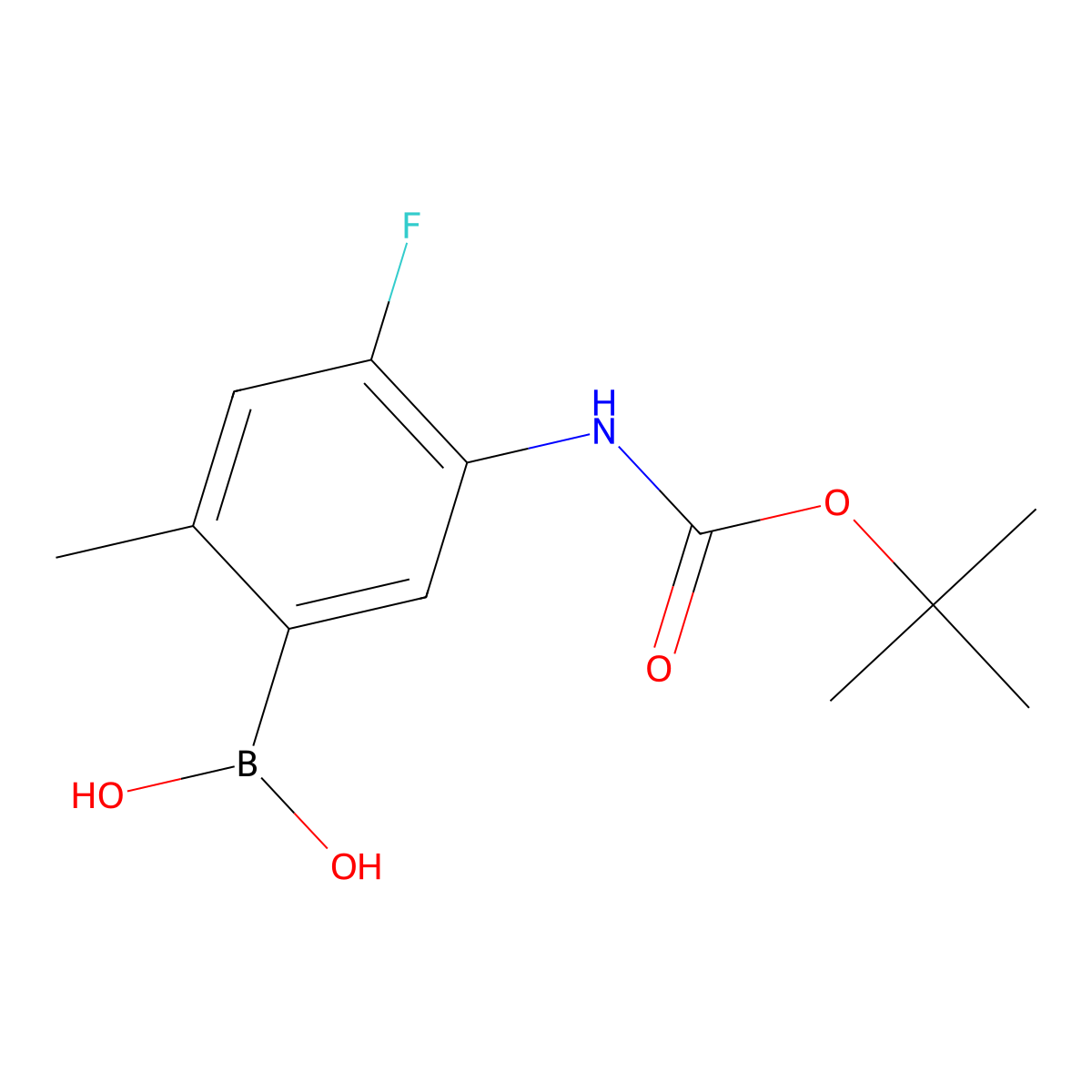 (5-((tert-Butoxycarbonyl)amino)-4-fluoro-2-methylphenyl)boronic acid molecular structure, CAS 2377611-77-1