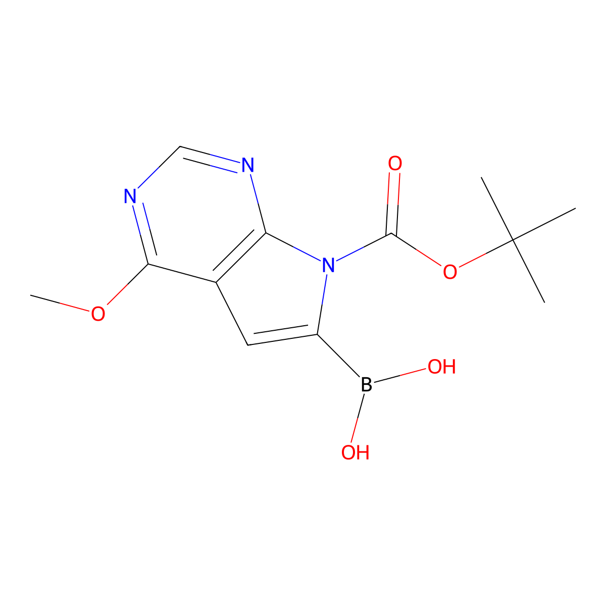 7-BOC-4-Methoxypyrrolo[2,3-d]pyrimidine-6-boronic acid molecular structure, CAS 2377611-84-0
