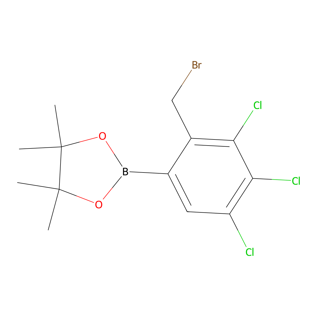 2-(Bromomethyl)-3,4,5-trichlorophenylboronic acid, pinacol ester molecular structure, CAS 2377611-86-2