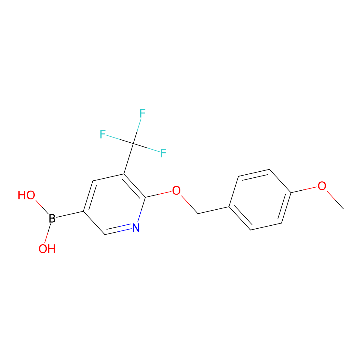 {6-[(4-Methoxyphenyl)methoxy]-5-(trifluoromethyl)pyridin-3-yl}boronic acid molecular structure, CAS 2377611-90-8