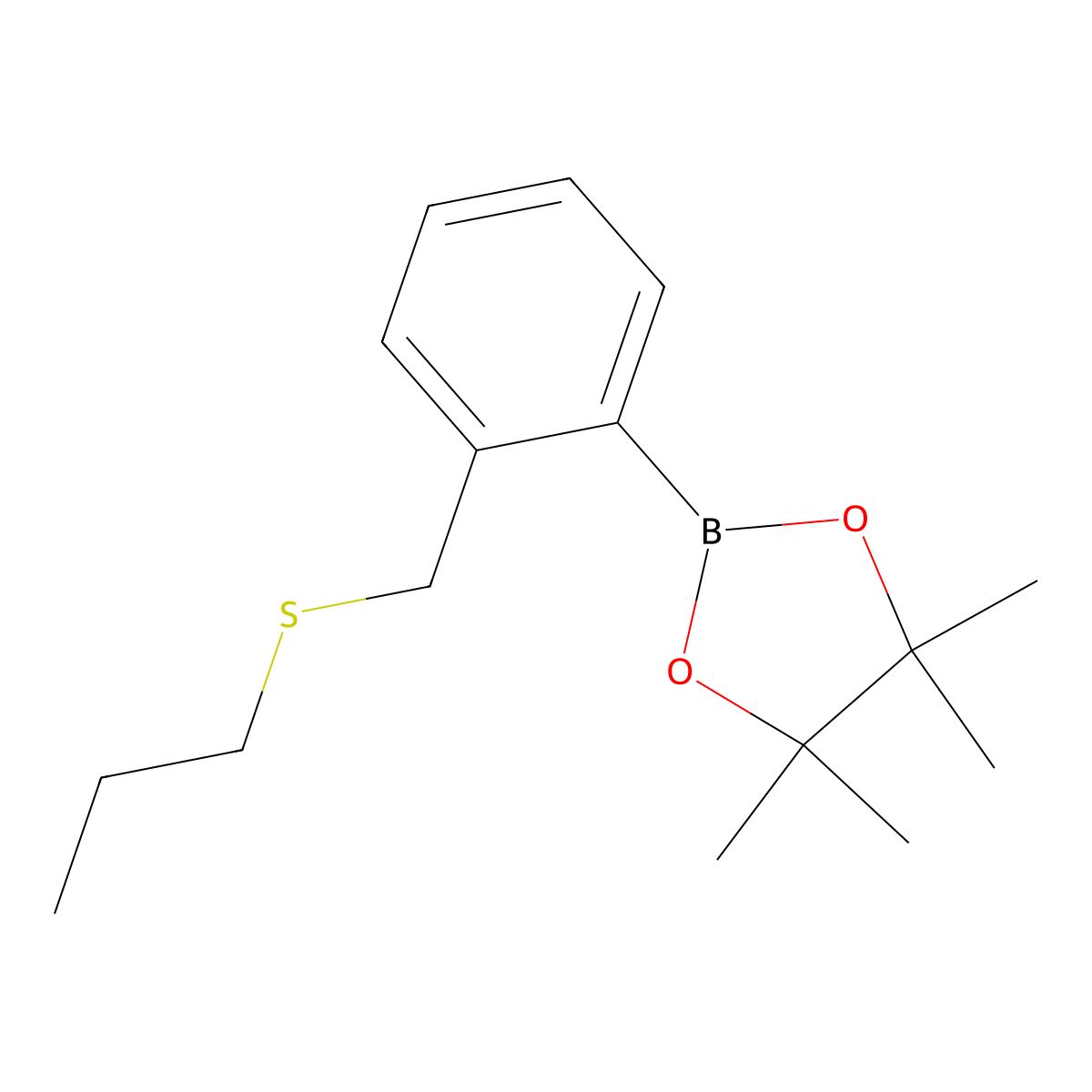 2-(S-Propylthiomethyl)phenylboronic acid, pinacol ester molecular structure, CAS 2377611-91-9