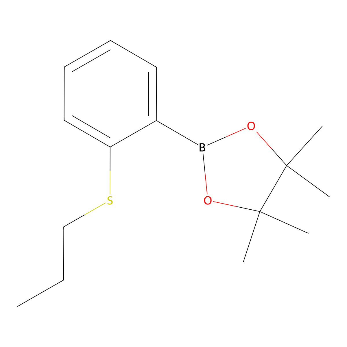 2-(1-Propylsulfanyl)phenylboronic acid pinacol ester molecular structure, CAS 2377611-93-1