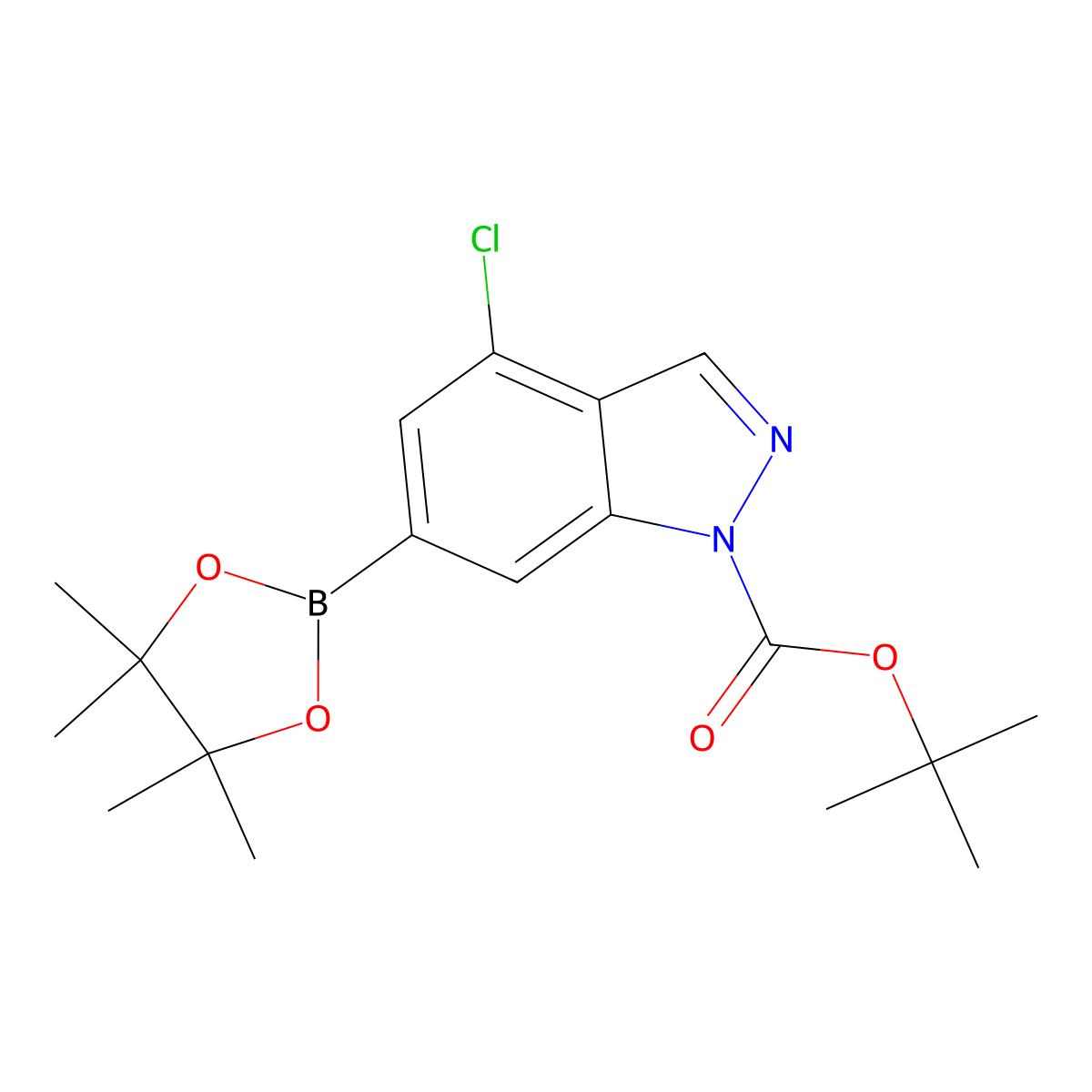 tert-Butyl 4-chloro-6-(tetramethyl-1,3,2-dioxaborolan-2-yl)indazole-1-carboxylate molecular structure, CAS 2377611-95-3