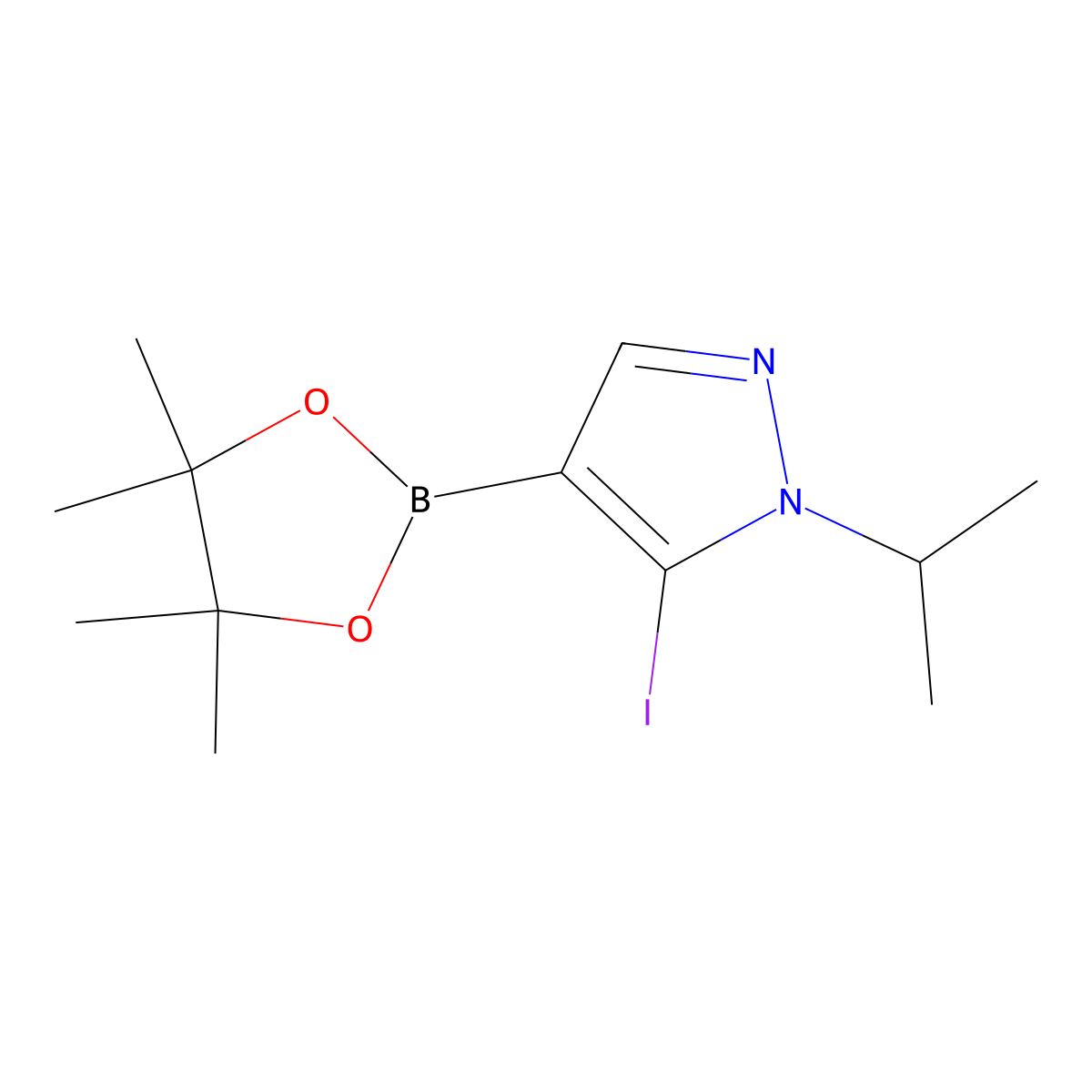 5-Iodo-1-isopropylpyrazole-4-boronic acid, pinacol ester molecular structure, CAS 2377612-00-3
