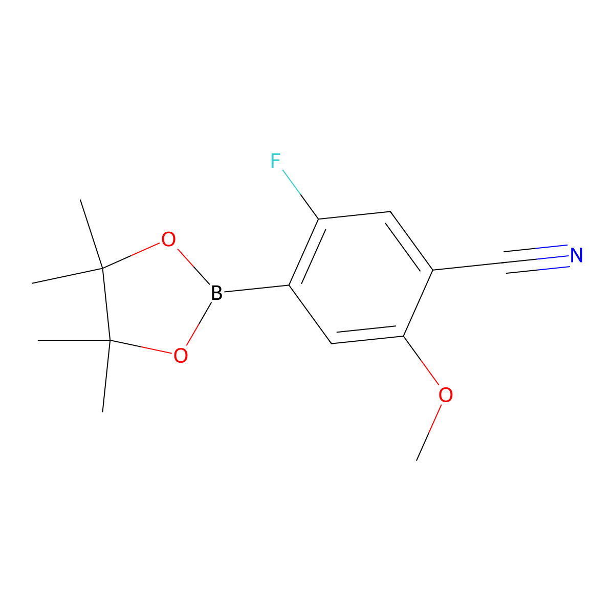 5-Fluoro-2-methoxy-4-(4,4,5,5-tetramethyl-1,3,2-dioxaborolan-2-yl)benzonitrile molecular structure, CAS 2377612-03-6