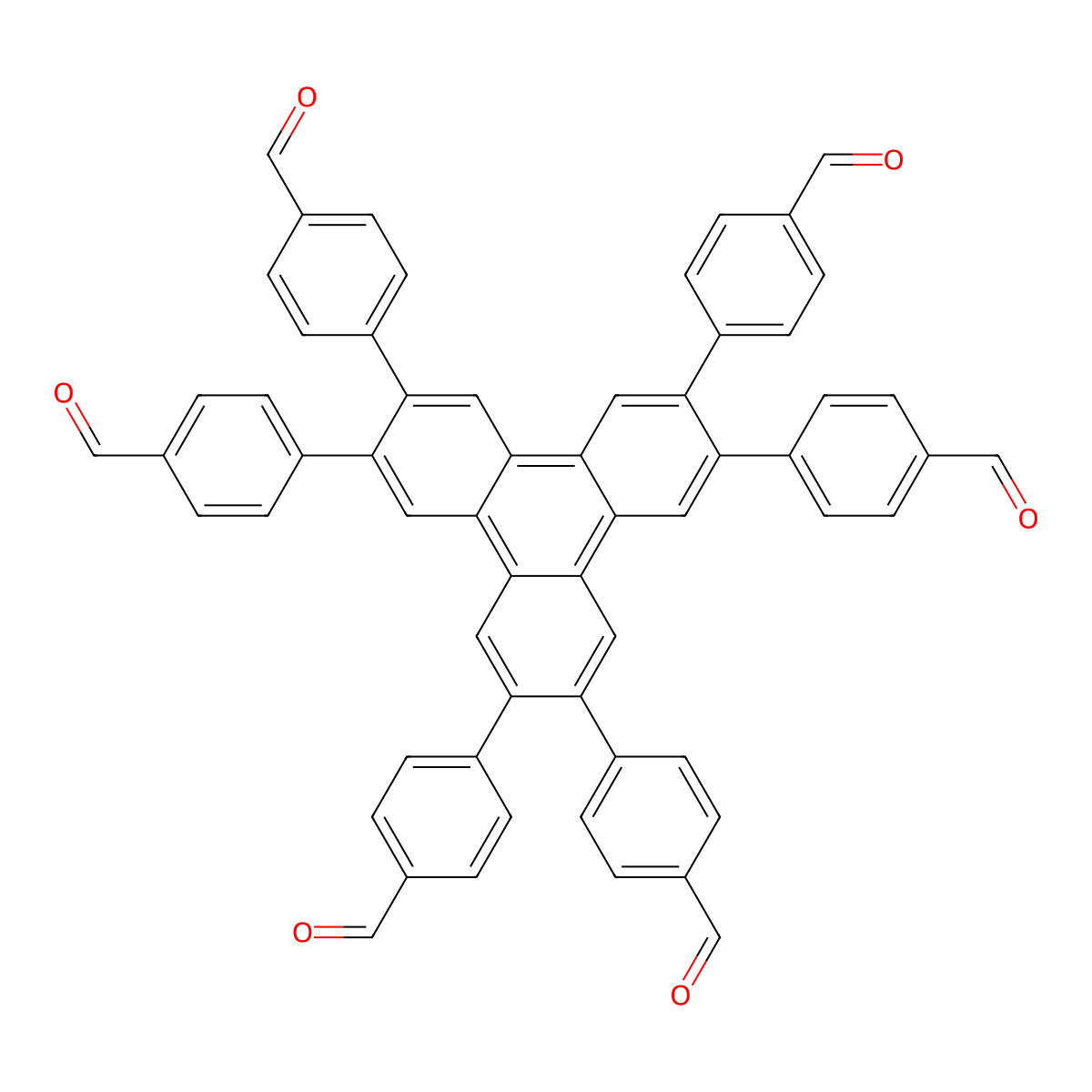4,4',4'',4''',4'''',4'''''-(Triphenylene-2,3,6,7,10,11-hexayl)hexabenzaldehyde molecular structure, CAS 2377615-30-8