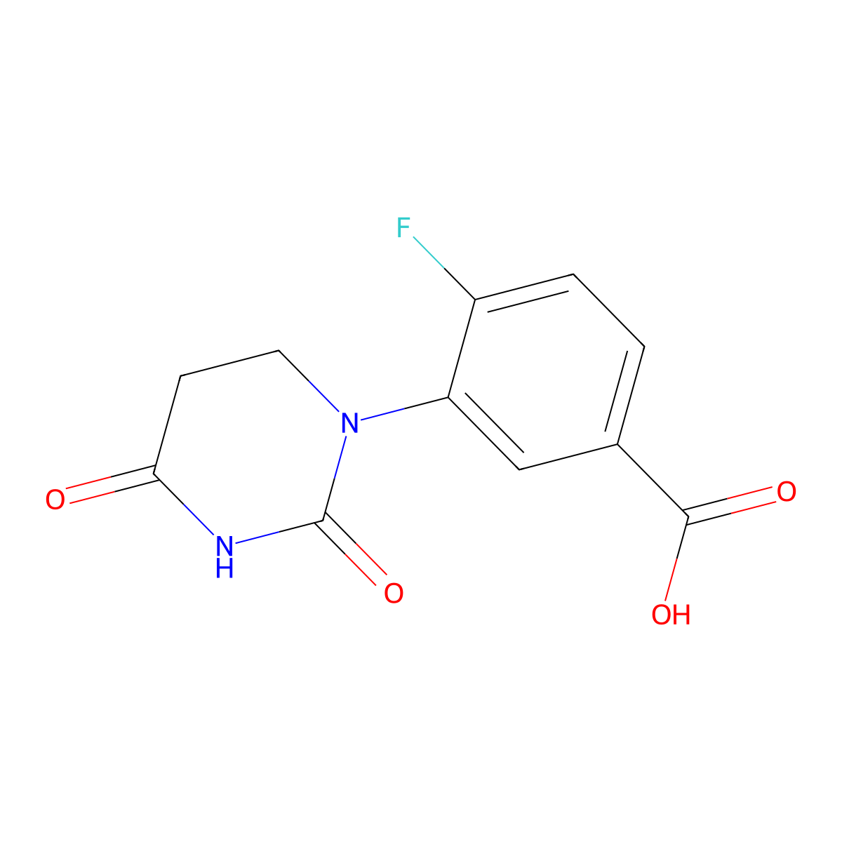 3-(2,4-Dioxotetrahydropyrimidin-1(2H)-yl)-4-fluorobenzoic acid molecular structure, CAS 2377643-38-2