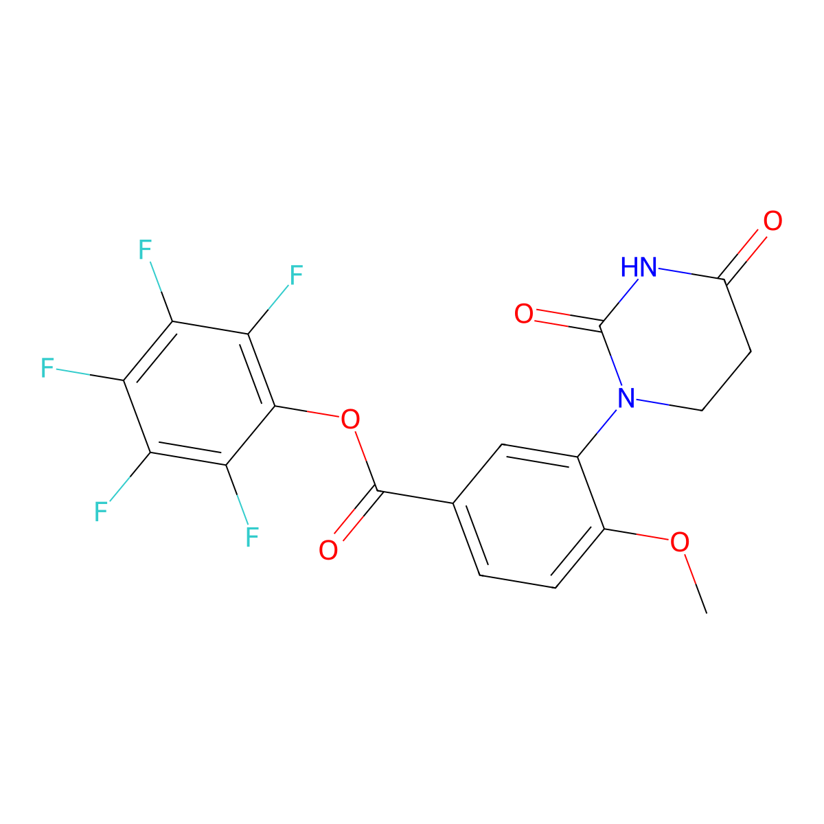Pentafluorophenyl 3-(2,4-dioxotetrahydropyrimidin-1(2H)-yl)-4-methoxybenzoate molecular structure, CAS 2377643-63-3