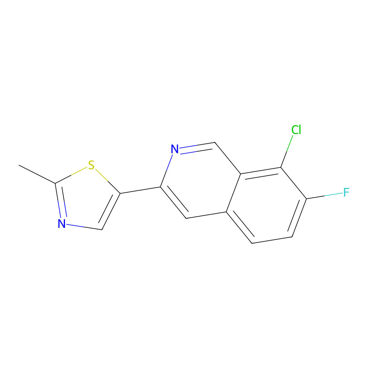 5-(8-Chloro-7-fluoroisoquinolin-3-yl)-2-methylthiazole molecular structure, CAS 2377664-99-6