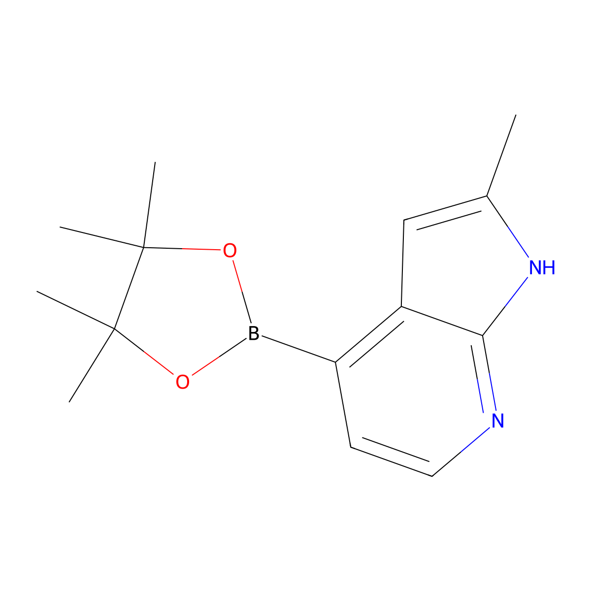 2-Methyl-4-(4,4,5,5-tetramethyl-1,3,2-dioxaborolan-2-yl)-1H-pyrrolo[2,3-b]pyridine molecular structure, CAS 2377692-89-0