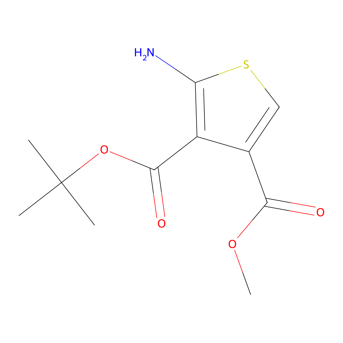 3-(tert-Butyl) 4-methyl 2-aminothiophene-3,4-dicarboxylate molecular structure, CAS 2377740-99-1