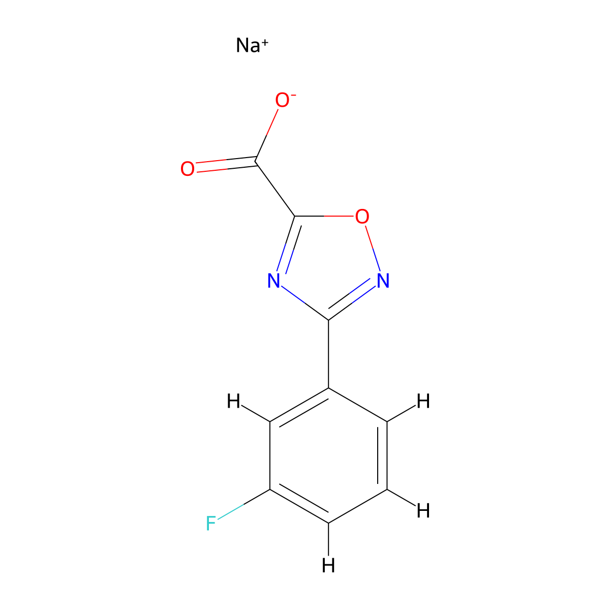 Sodium 3-(3-fluorophenyl)-1,2,4-oxadiazole-5-carboxylate molecular structure, CAS 2377755-40-1