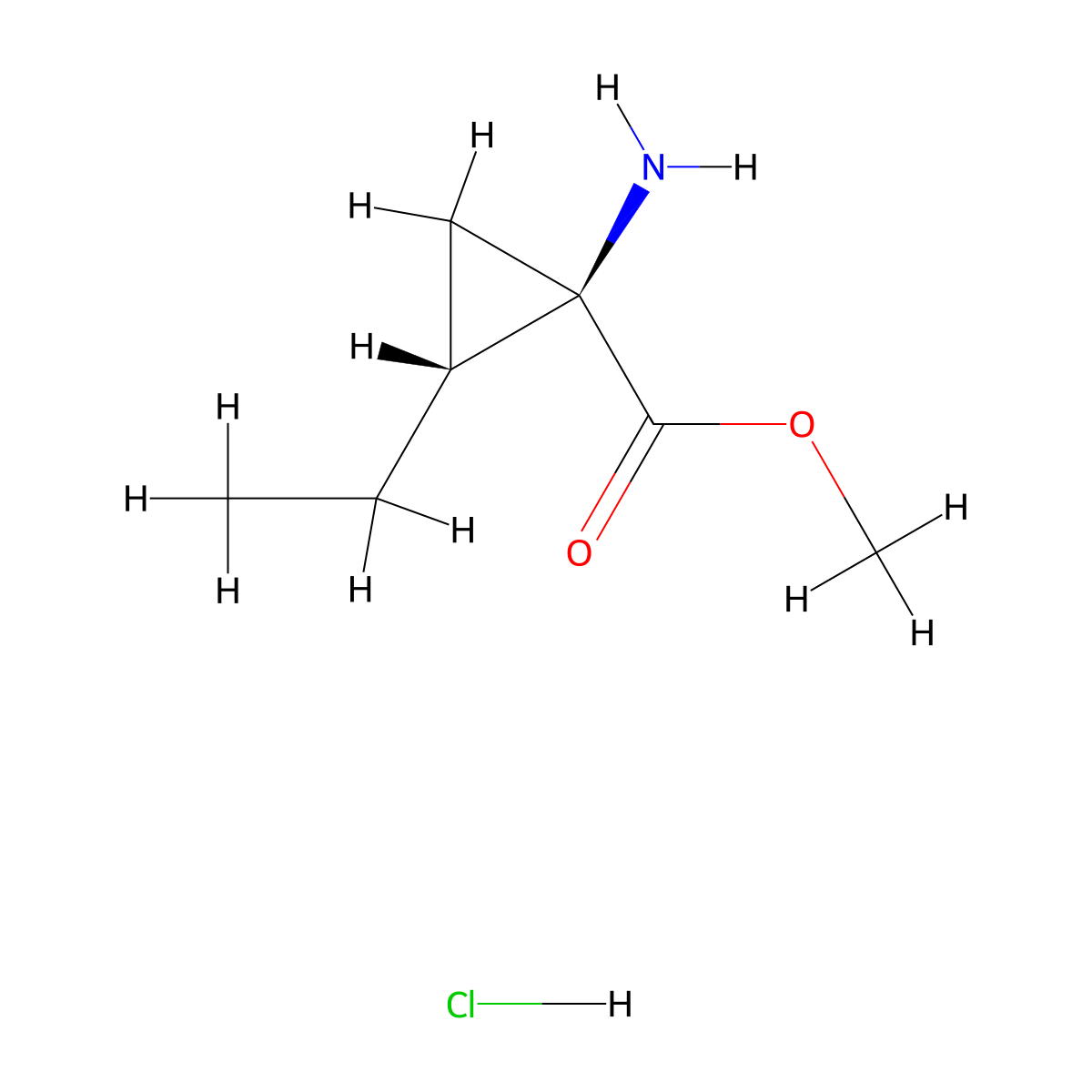 rac-methyl (1R,2R)-1-amino-2-ethylcyclopropane-1-carboxylate hydrochloride molecular structure, CAS 2377869-63-9