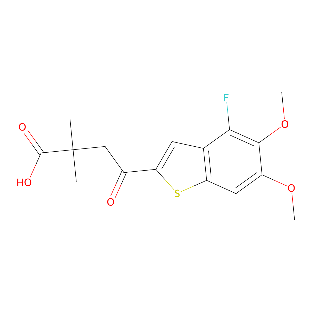 4-(4-Fluoro-5,6-dimethoxybenzo[b]thiophen-2-yl)-2,2-dimethyl-4-oxobutanoic acid molecular structure, CAS 2377885-95-3