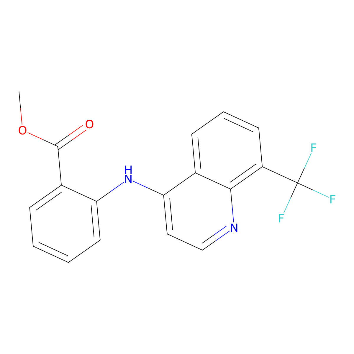 Methyl 2-((8-(trifluoromethyl)-4-quinolinyl)amino)benzoate molecular structure, CAS 23779-98-8