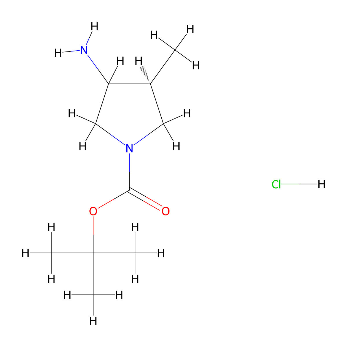 Trans-1-Boc-3-amino-4-methylpyrrolidine hydrochloride molecular structure, CAS 2377915-61-0