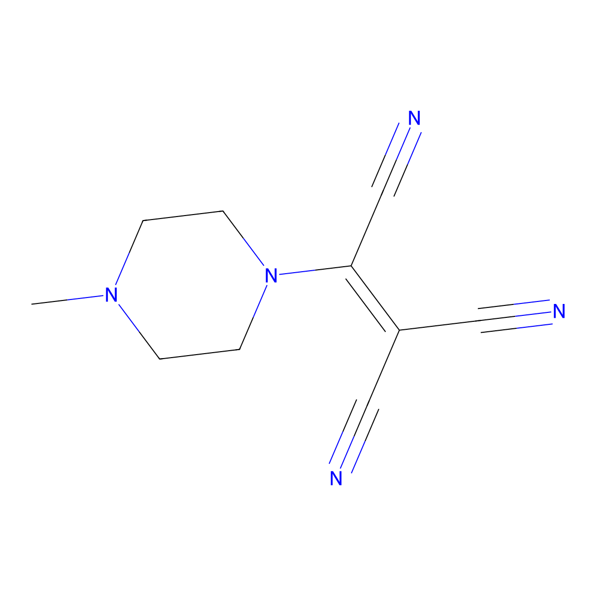 1-(4-Methylpiperazin-1-yl)eth-1-ene-1,2,2-tricarbonitrile molecular structure, CAS 2377920-17-5