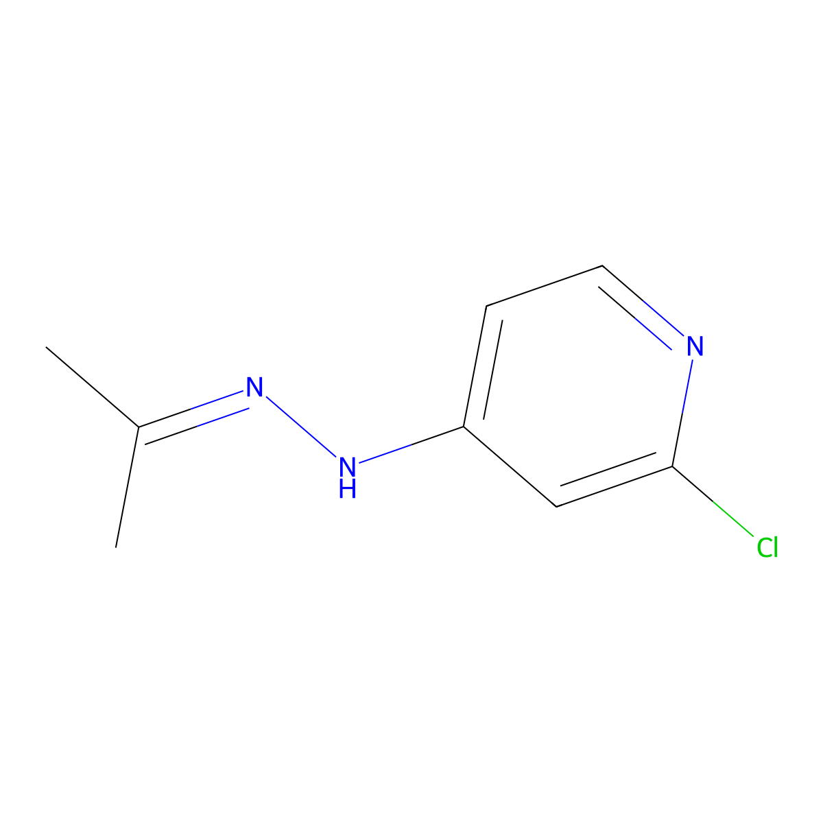 2-CHloro-4-[2-(propan-2-ylidene)hydrazin-1-yl]pyridine molecular structure, CAS 2377920-18-6