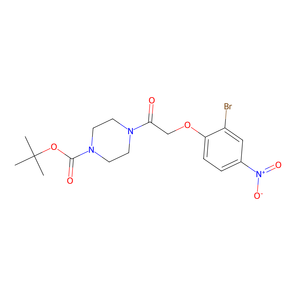 tert-Butyl 4-[2-(2-bromo-4-nitrophenoxy)acetyl]piperazine-1-carboxylate molecular structure, CAS 2377920-24-4