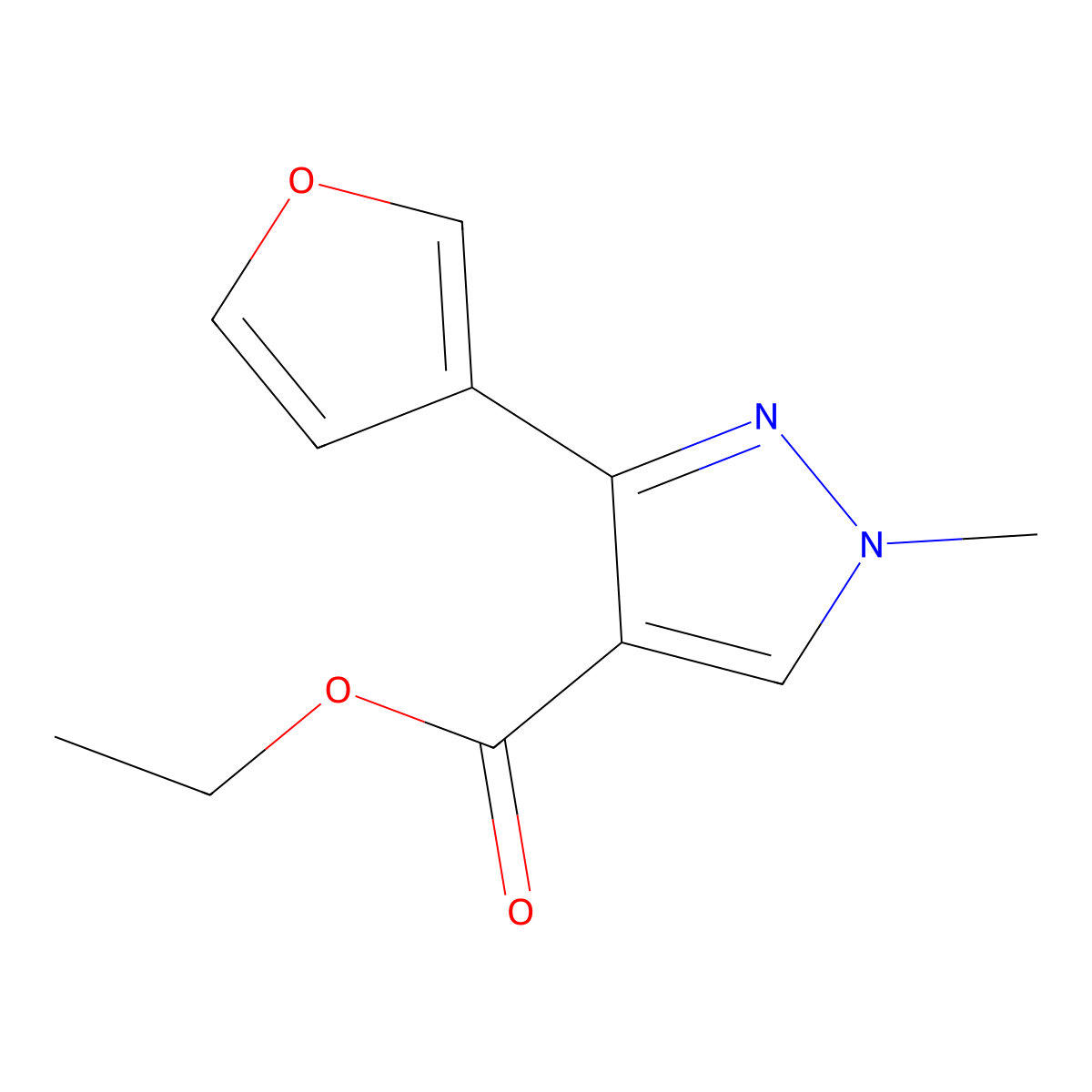 Ethyl 3-(furan-3-yl)-1-methyl-1H-pyrazole-4-carboxylate molecular structure, CAS 2377991-46-1