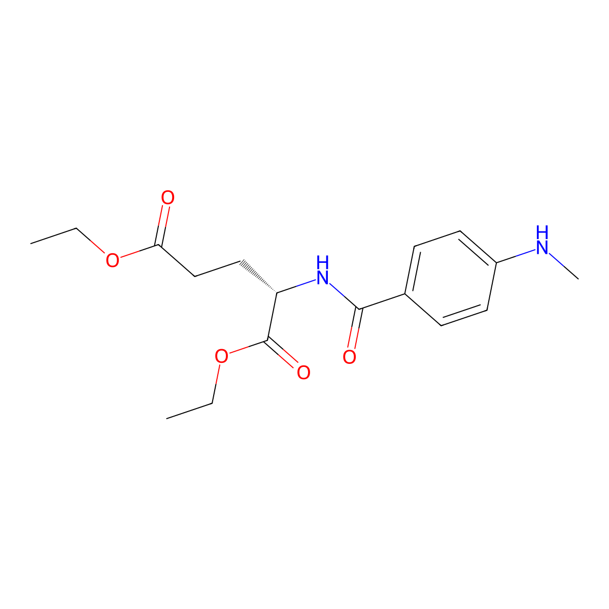 L-Glutamic acid, N-(4-(methylamino)benzoyl)-, 1,5-diethyl ester molecular structure, CAS 2378-95-2