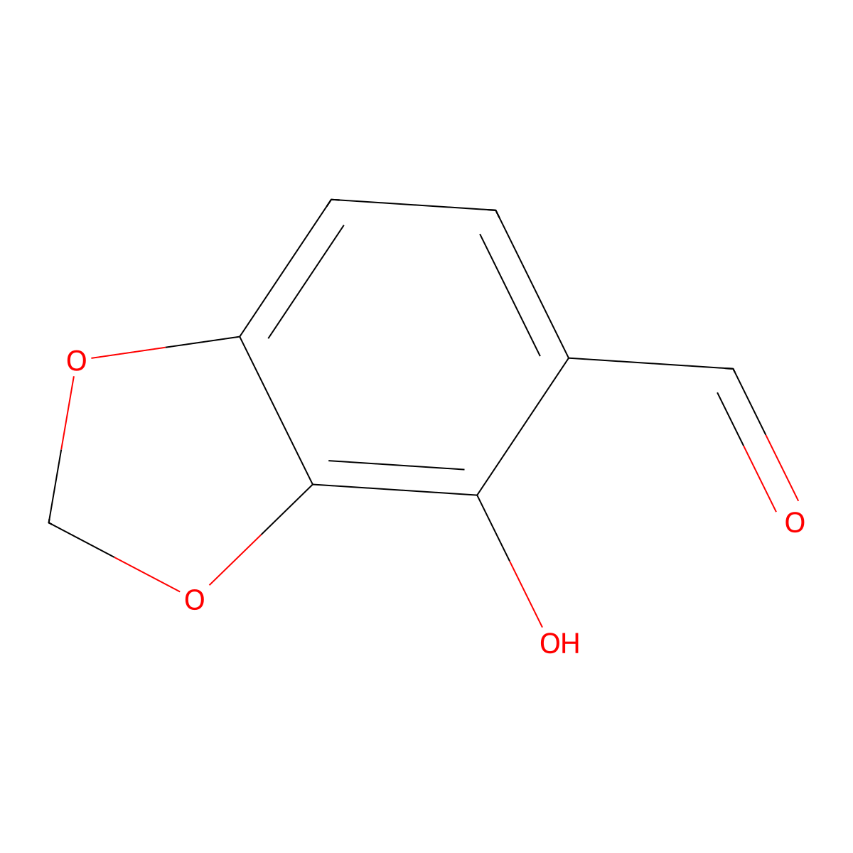 4-Hydroxy-1,3-benzodioxole-5-carbaldehyde molecular structure, CAS 23780-59-8