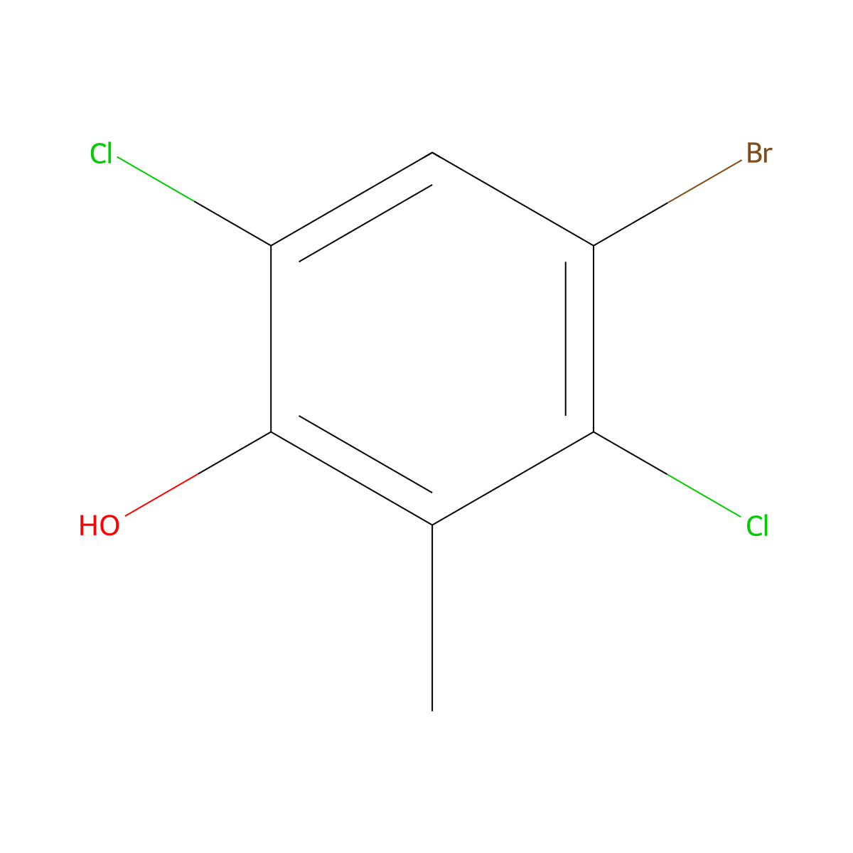 4-Bromo-3,6-dichloro-2-methylphenol molecular structure, CAS 2378019-98-6