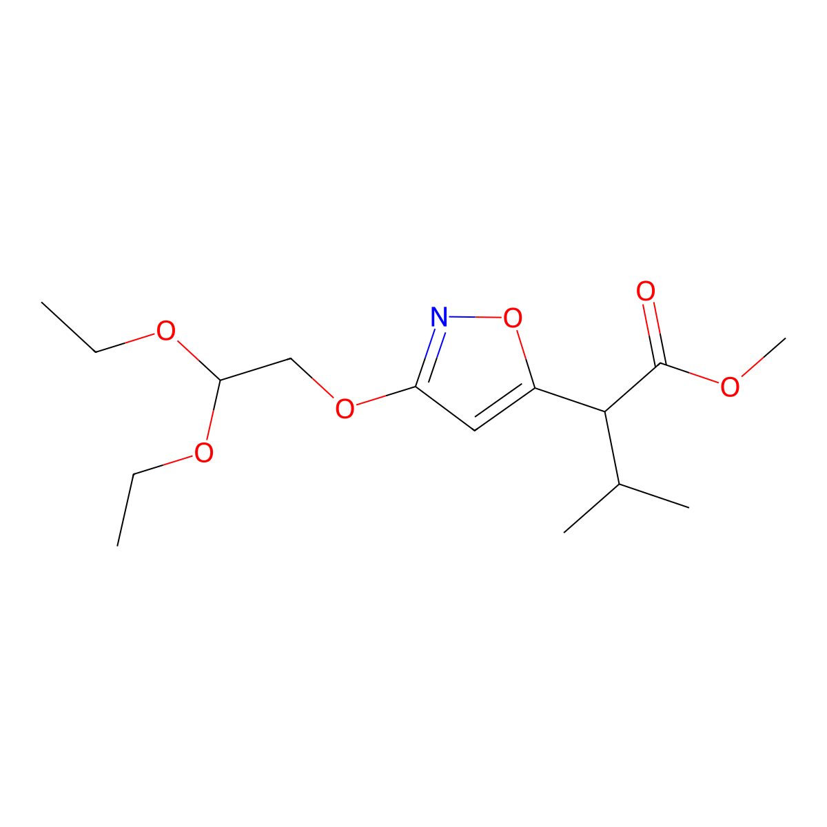Methyl 2-[3-(2,2-diethoxyethoxy)isoxazol-5-yl]-3-methyl-butanoate molecular structure, CAS 2378051-49-9